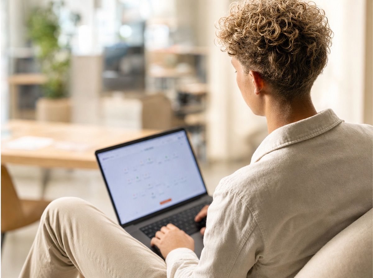 Werken aan het boekingsproces op een laptop